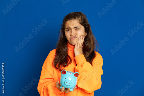 Preteen girl with yellow jersey photo