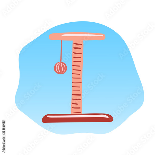 Dog and cat daycare . Pets accessories. Concept for pet store. Tower rope cat scratcher Vector illustration isolated on white background.
