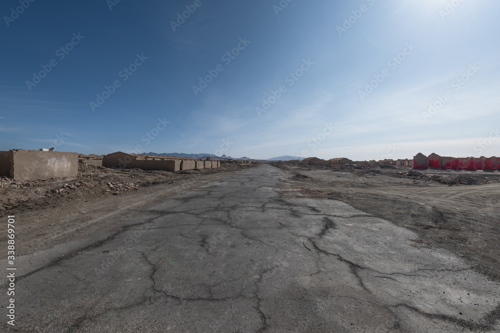 view of the ruins of the abandoned oil town, Lenghu, China