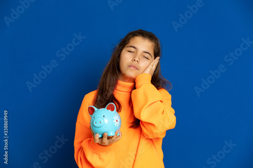 Preteen girl with yellow jersey photo