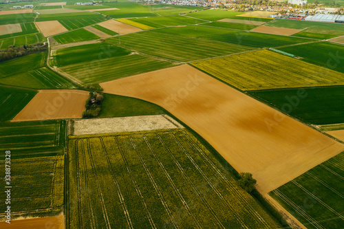 Aerial view of the hills in Germany. Aerial photography at sunset.