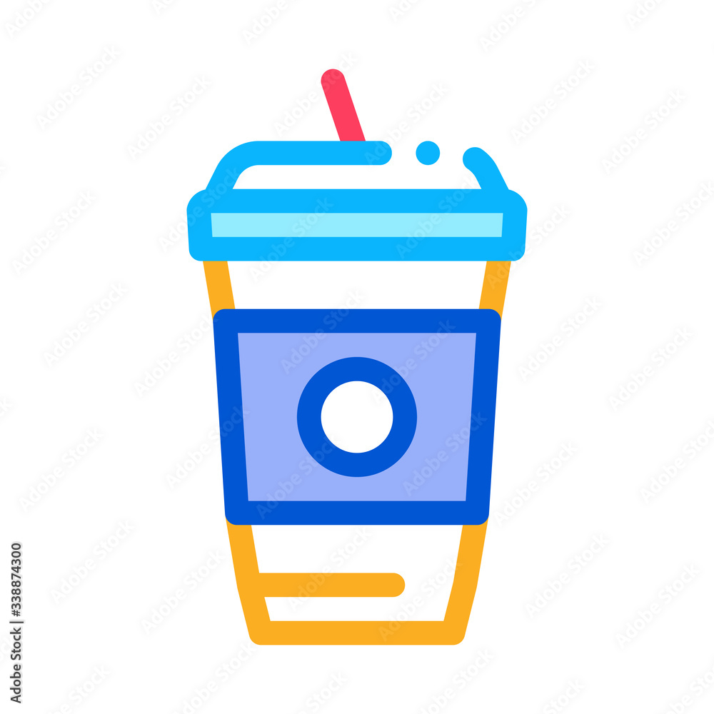 drink with straw icon vector. drink with straw sign. color symbol illustration