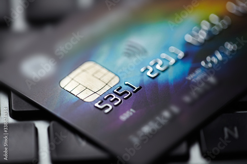 Online credit card transaction. Shallow dof