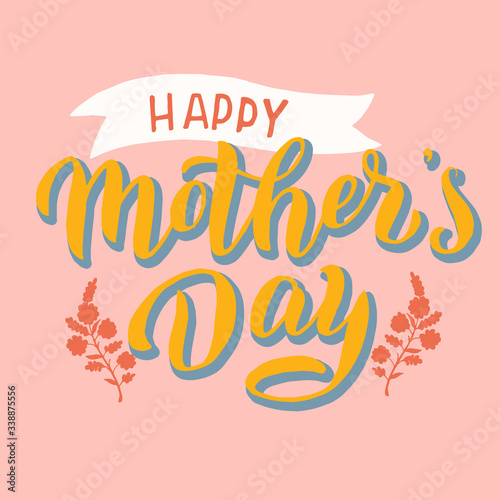 Happy mother's day poster. Greeting typography font postcard. Celebration banner, card, mother day template. Vector eps 10.