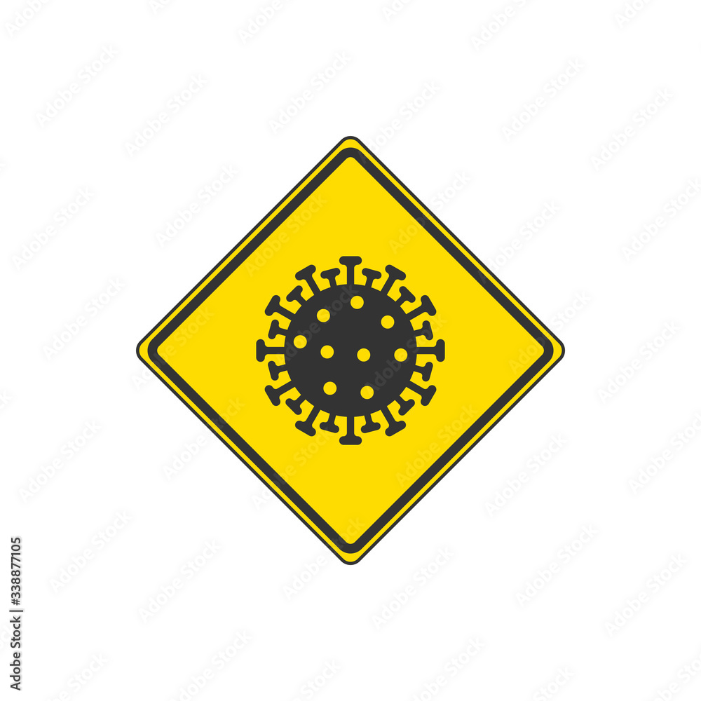 Coronavirus Sign Isolated On White Background. Yellow Triangle Warning Symbol Simple, Flat Vector, Icon You Can Use Your Website Design, Mobile App Or Industrial Design. Vector Illustration Coronavirus Sign Isolated On White Background. Yellow Triangle Warning Symbol Simple, Flat Vector, Icon You Can Use Your Website Design, Mobile App Or Industrial Design. Vector Illustration