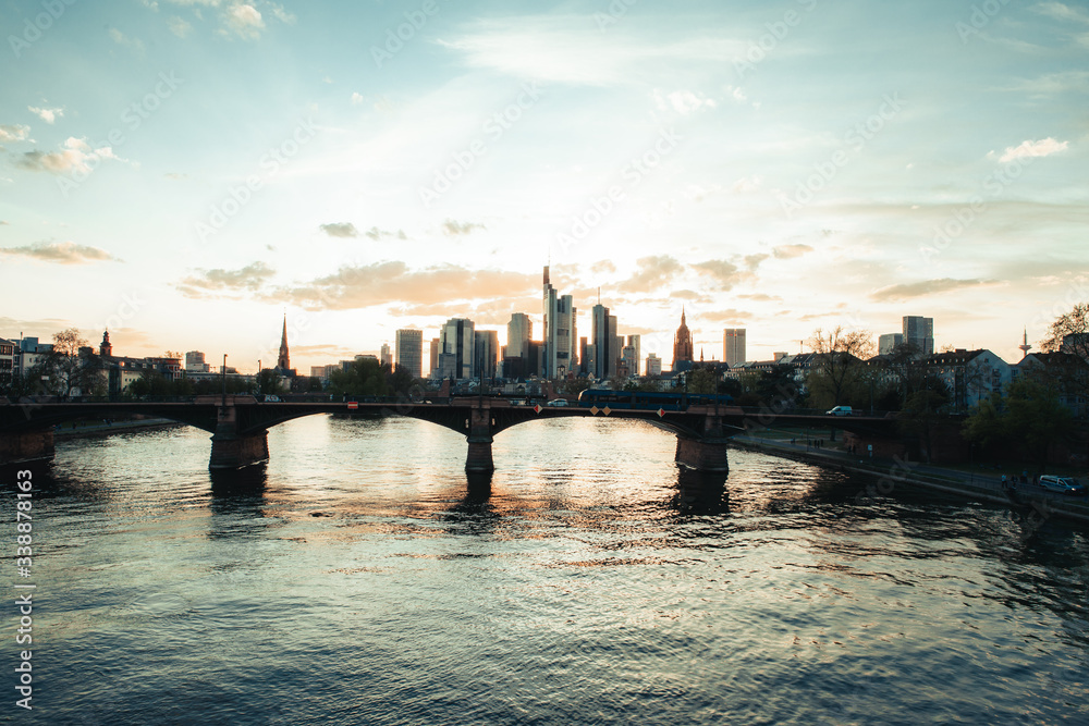 
Frankfurt am Main old architecture. Sunset in the city. The skyline of Frankfurt. 12.04.2020 Frankfurt am Main Germany.
