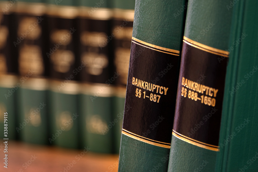 Bankruptcy Law Books on Shelf for Legal Reference - obrazy, fototapety, plakaty 