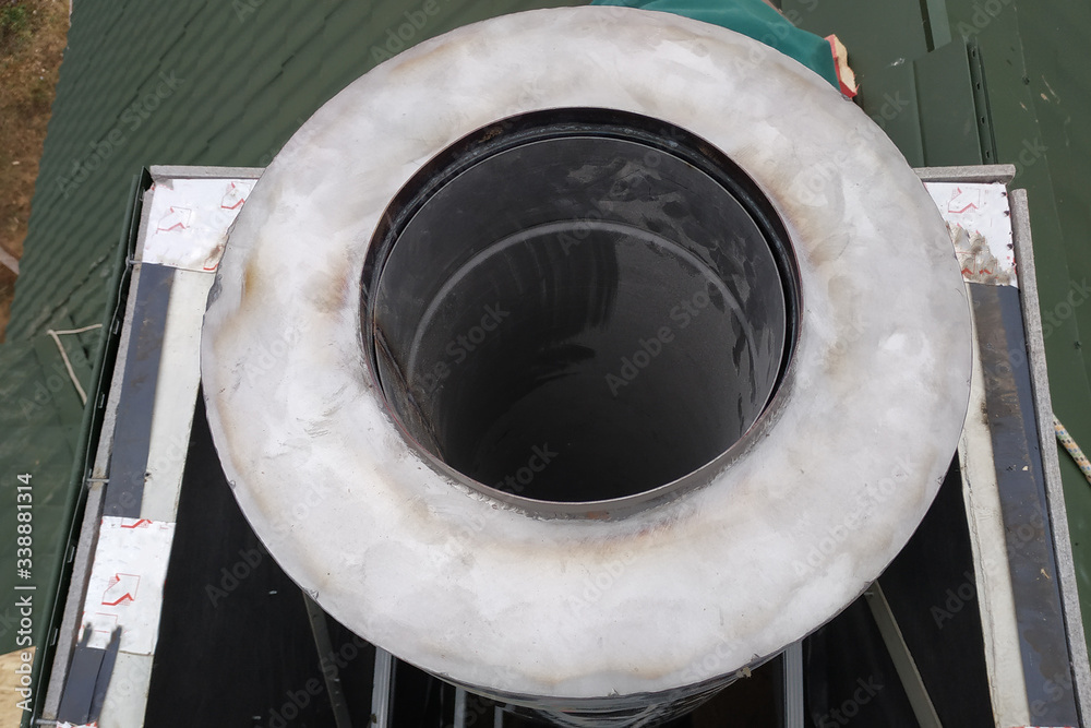 Aluminum ventilation chimneys, the master installs on the roof of the house. Smoke pipe for smoke from the kitchen. Aluminum ventilation chimneys, the master installs on the roof of the house. Smoke pipe for smoke from the kitchen.