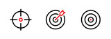 Set of Aim, Target and Goal icons. Editable line vector.