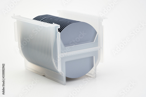 Silicon wafers in plastic container