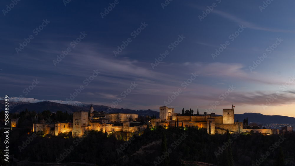 the Alhambra and Granada at sunset