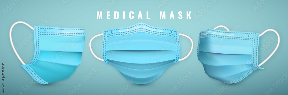Realistic medical face mask. Details 3d medical mask. Vector illustration - obrazy, fototapety, plakaty 