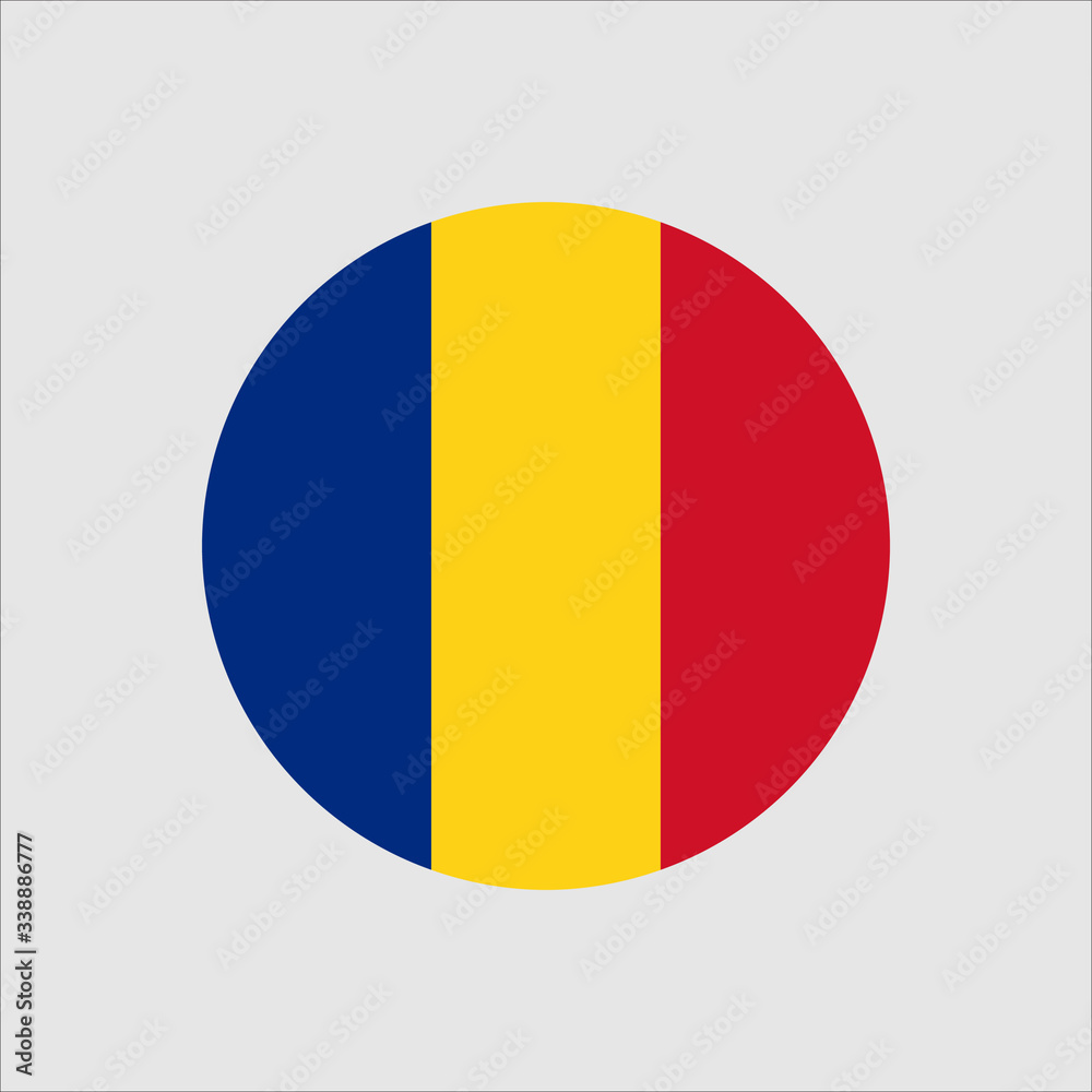 Romania circle button flag. National symbol icon. Vector illustrarion.