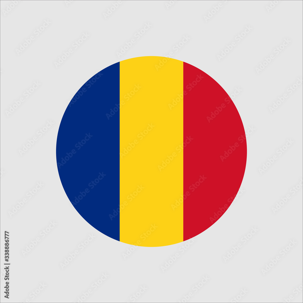 Fototapeta premium Romania circle button flag. National symbol icon. Vector illustrarion.