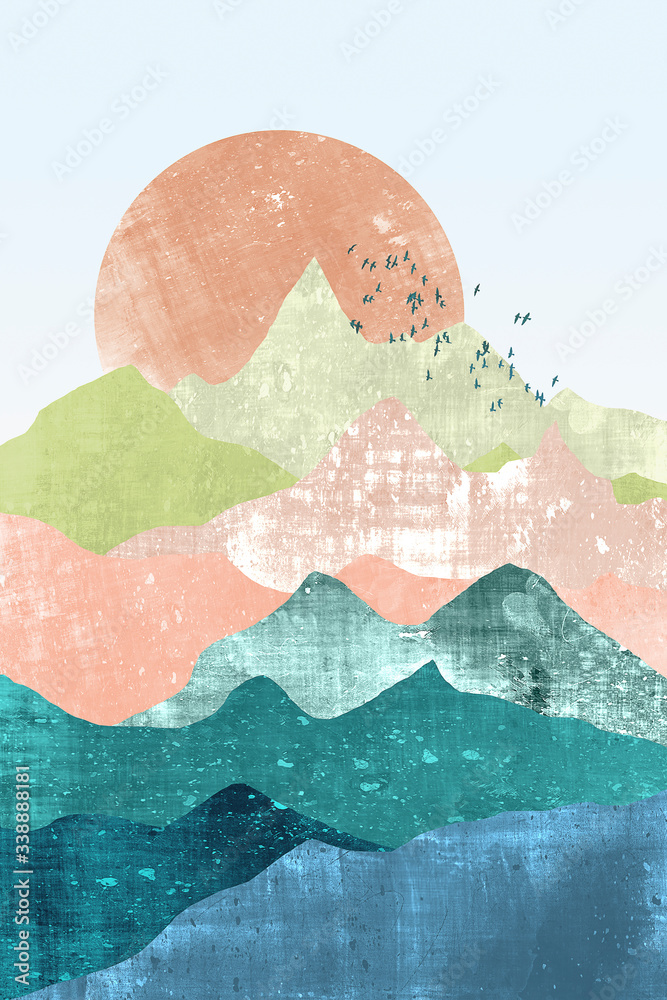 the big colorful mountains by sunset