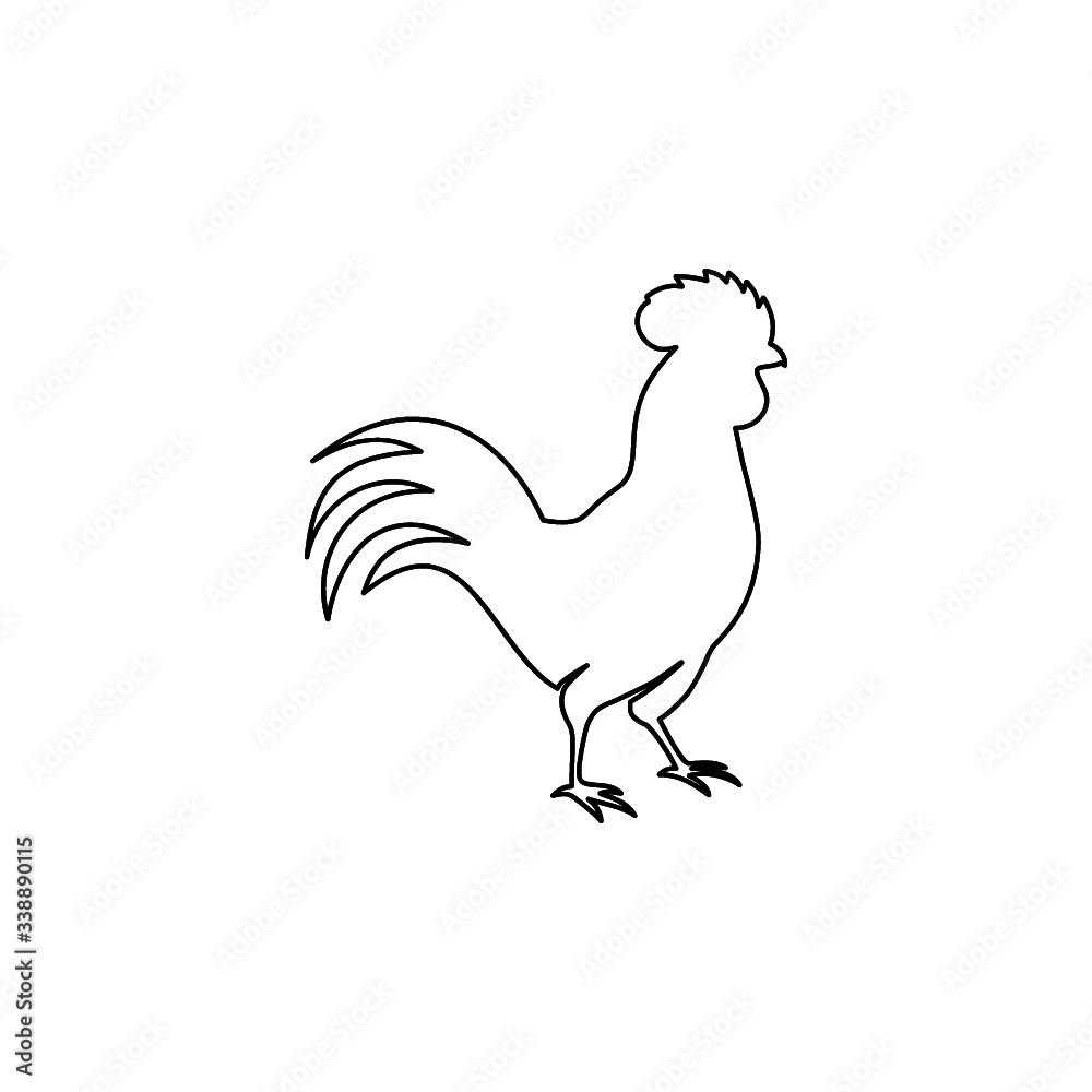 Rooster line icon isolated on white background