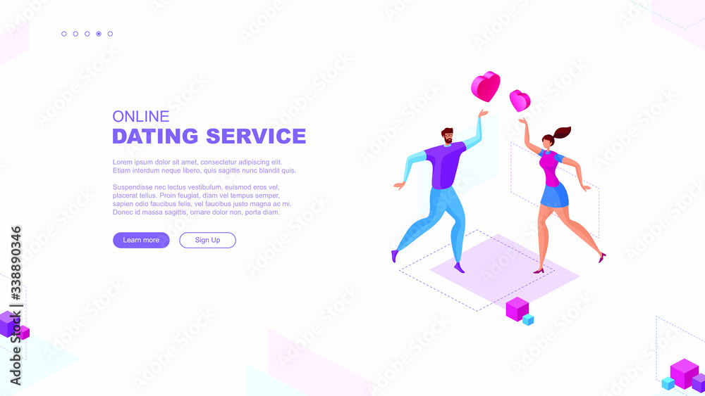 Trendy flat illustration. Online dating sevice page concept. People looking for a couple. Social media. Virtual relationship. People communications.
 Template for your design works. Vector graphics.