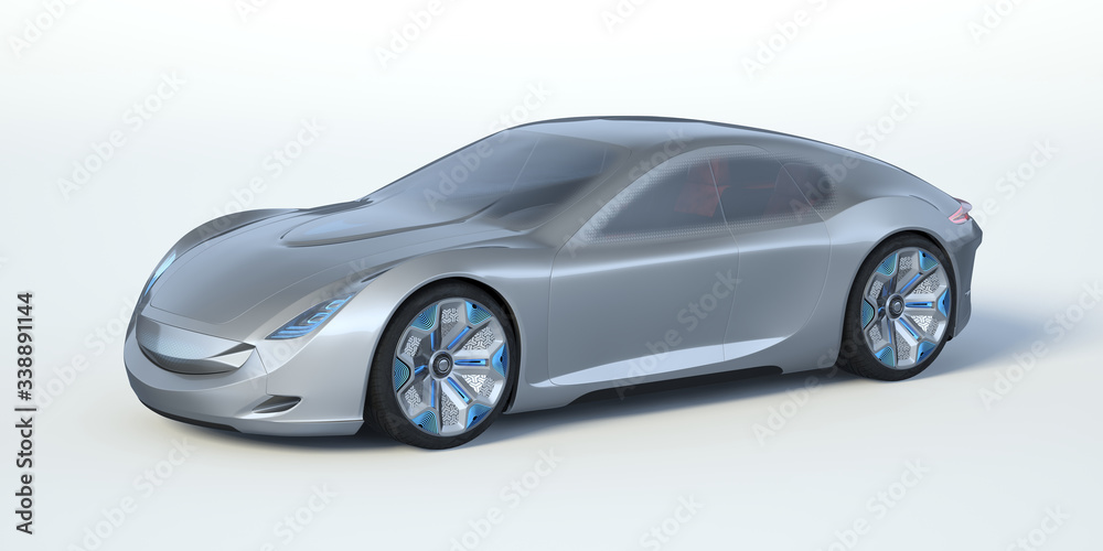 3D rendering of a brand-less generic concept car in studio environment