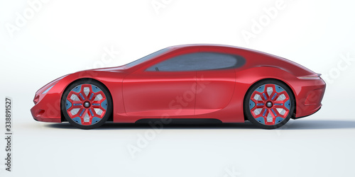 3D rendering of a brand-less generic concept car in studio environment