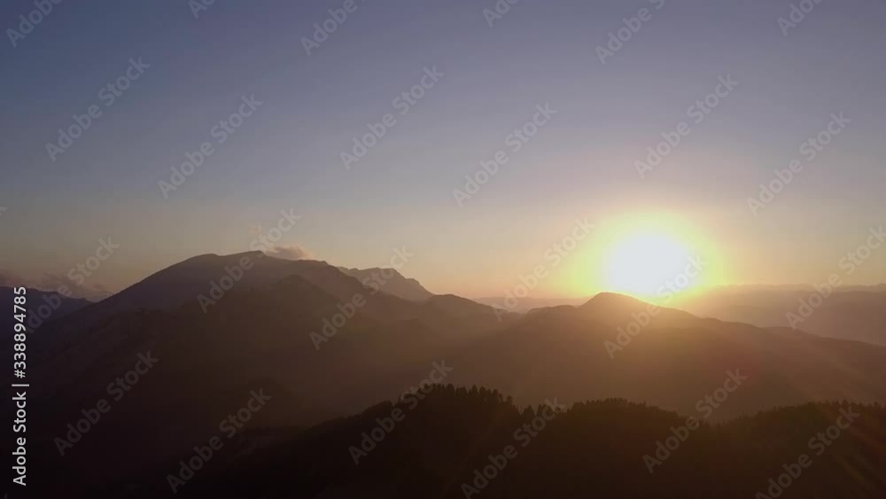 Arerial view of beautiful sunset in the pyrenees mountains Arerial view of beautiful sunset in the pyrenees mountains