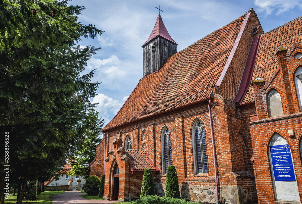 St Apostles Peter and Paul church in Dobrzyki, small village near Ilawa, Poland