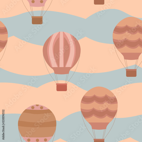 Wallpaper Mural Vector illustration of balloons in the sky. Vector illustration of cute repeating pattern for fabric, wallpaper, wrapping paper Torontodigital.ca