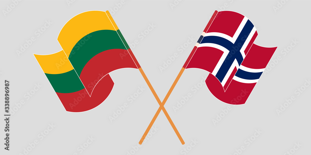 Crossed flags of Lithuania and Norway Crossed flags of Lithuania and Norway