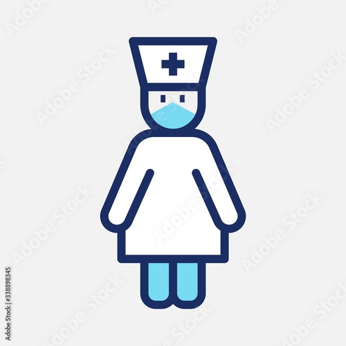 Medical Nurse Coronavirus Protection Vector Line Icon. Novel CoronaVirus, Protective Measures, Symptoms, Incubation Period and more. 32x32 Pixels. Editable Stroke.