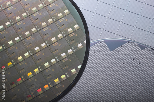 Fototapeta Naklejka Na Ścianę i Meble -  Macro of silicon semiconductor wafer.