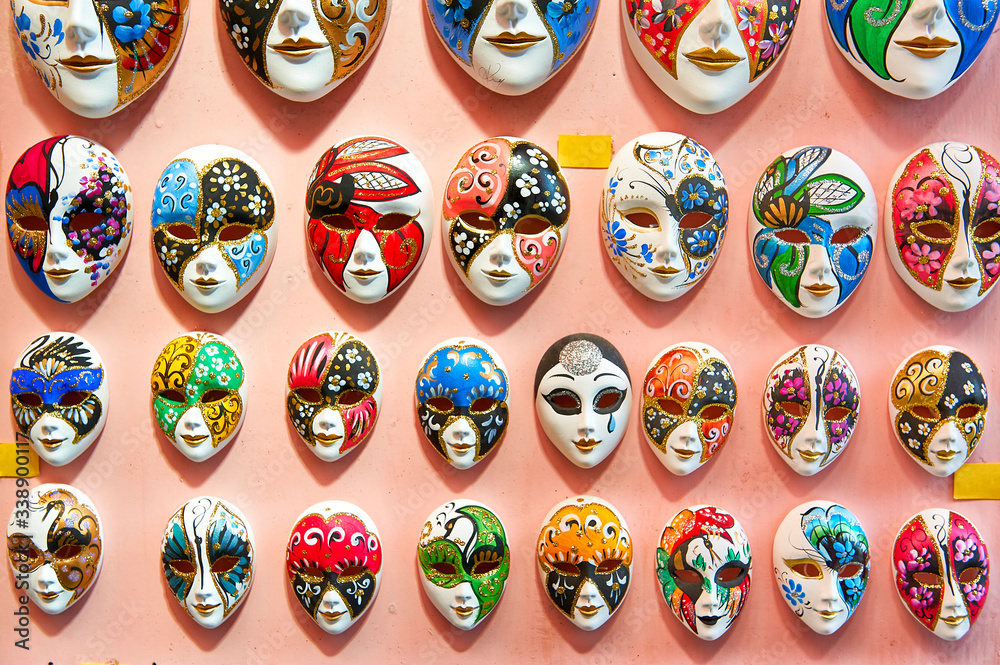 Venetian masks, Burano, Venice, Veneto, Italy, Europe