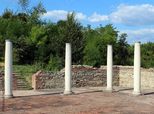 Columns in the Roman emperor Galerius palace (felix romuliana) world heritage site in Gamzigrad (Serbia)