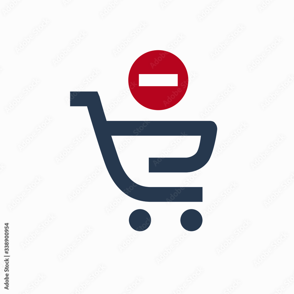 Shopping cart with minus line vector minimalistic icon. Commerce symbol. Supermarket cart take out icon for web design. Modern flat sale icon for app design. Store buy sign minimal flat linear icons Shopping cart with minus line vector minimalistic icon. Commerce symbol. Supermarket cart take out icon for web design. Modern flat sale icon for app design. Store buy sign minimal flat linear icons