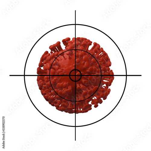 Coronavirus and aim. 3d render. Isolated on white backgroung photo