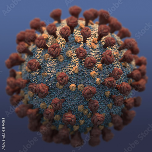 Illustration of the Corona Virus DOF On Blue photo