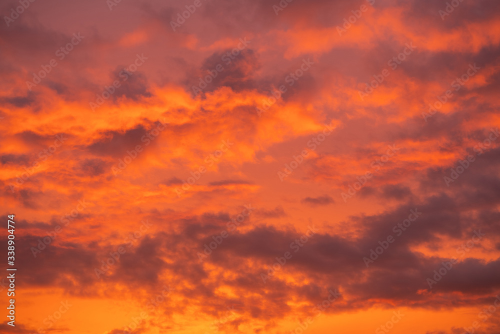 Scenery vivid burning sky during sunset time
