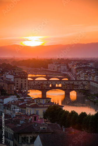 Beautiful view of bridge Ponte Vecchio, Florence, Italy