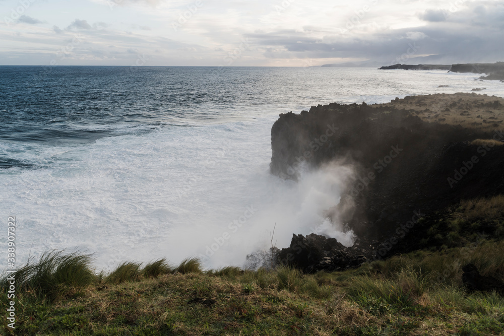 Breaking waves at the coast, Sao Miguel Island, Azores, Portugal Breaking waves at the coast, Sao Miguel Island, Azores, Portugal