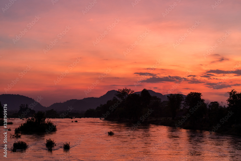 Sunset on the Mekong River, Don Khon, Laos