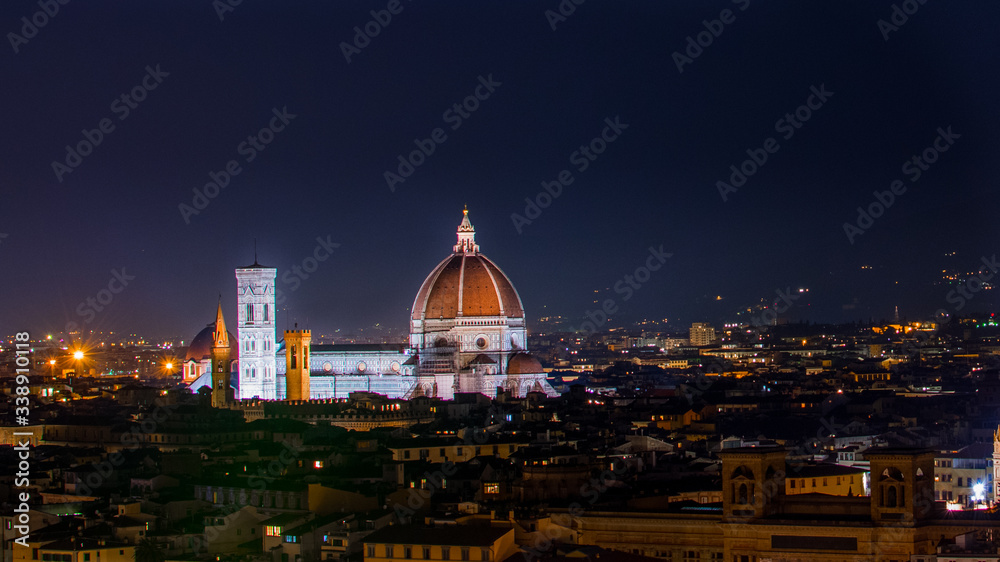 Florence by night the beautiful city with the landmark and famous duomo