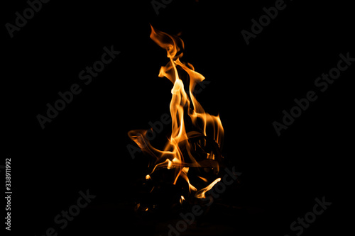 Fire flame burning dark isolated background