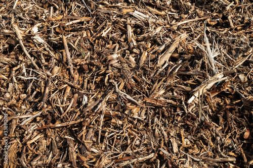 Natural wood mulch bark heap surface texture