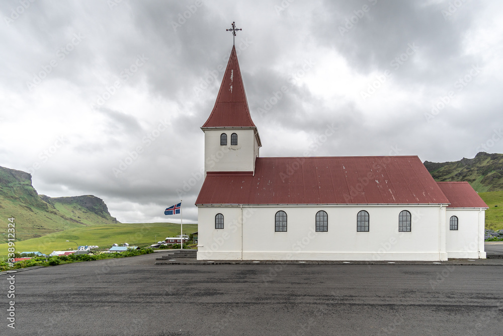 Vík í Mýrdal church, blackbeach in iceland