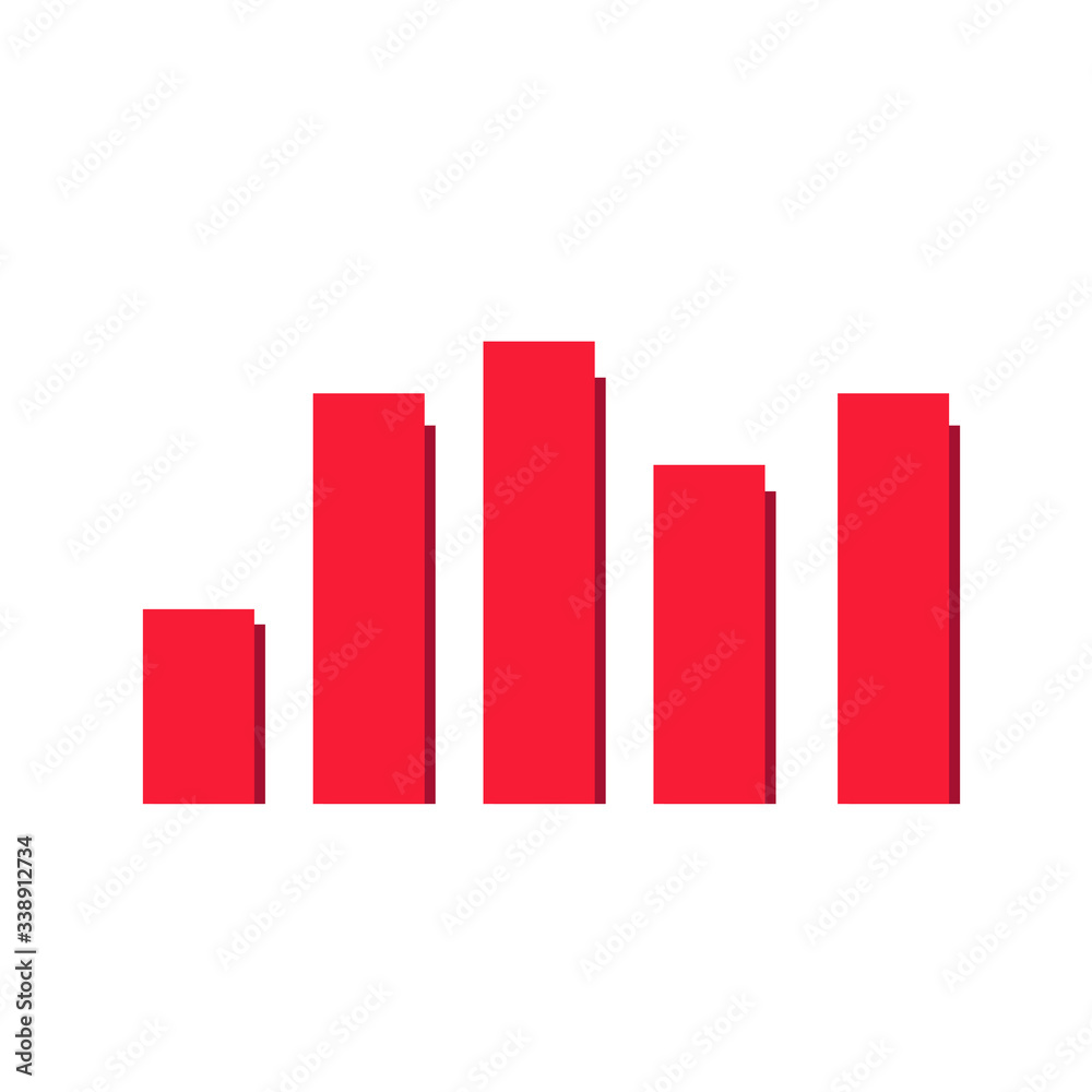 Red graph chart. Vector business and finance