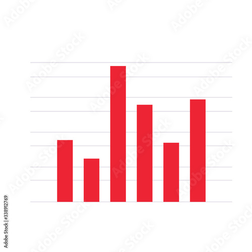 Red graph chart. Vector business and finance