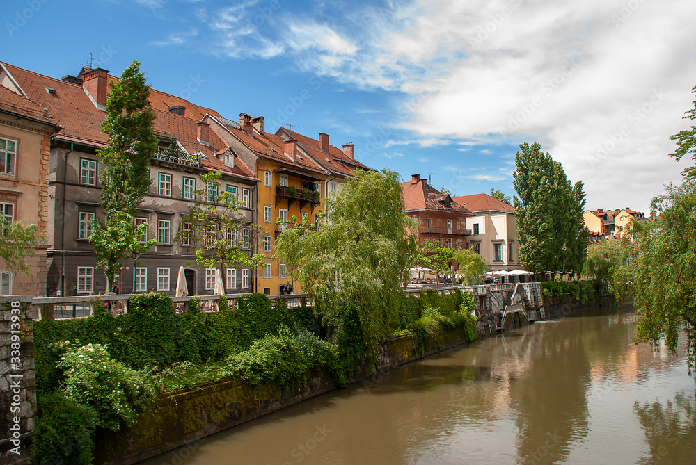 The River Ljubljanica Canal in Ljubljana, Slovenia