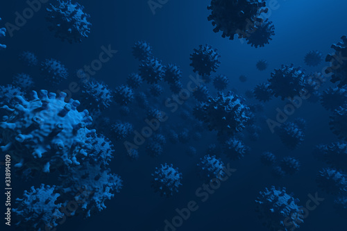 Corona Virus on blue Background