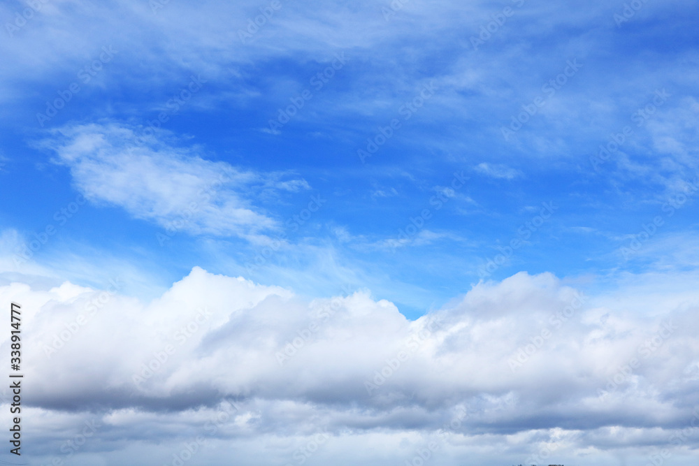Background of blue sky with clouds. Blue, white pastel paradise, soft focus lenses, glare of sunlight. Abstract blurred blue gradient of a peaceful nature. , banner Background of blue sky with clouds. Blue, white pastel paradise, soft focus lenses, glare of sunlight. Abstract blurred blue gradient of a peaceful nature. , banner