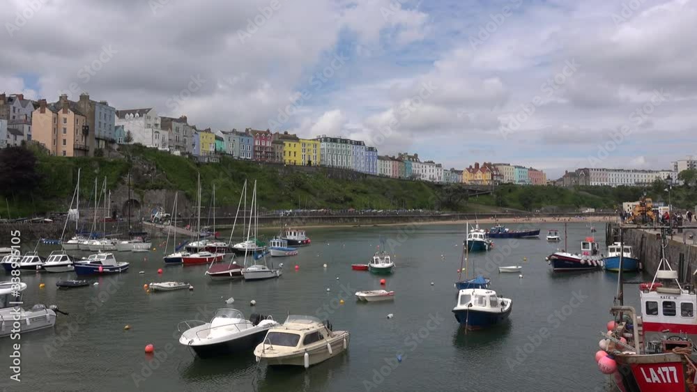 Aerial view of Tenby seaside town in Wales UK 4K Aerial view of Tenby seaside town in Wales UK 4K