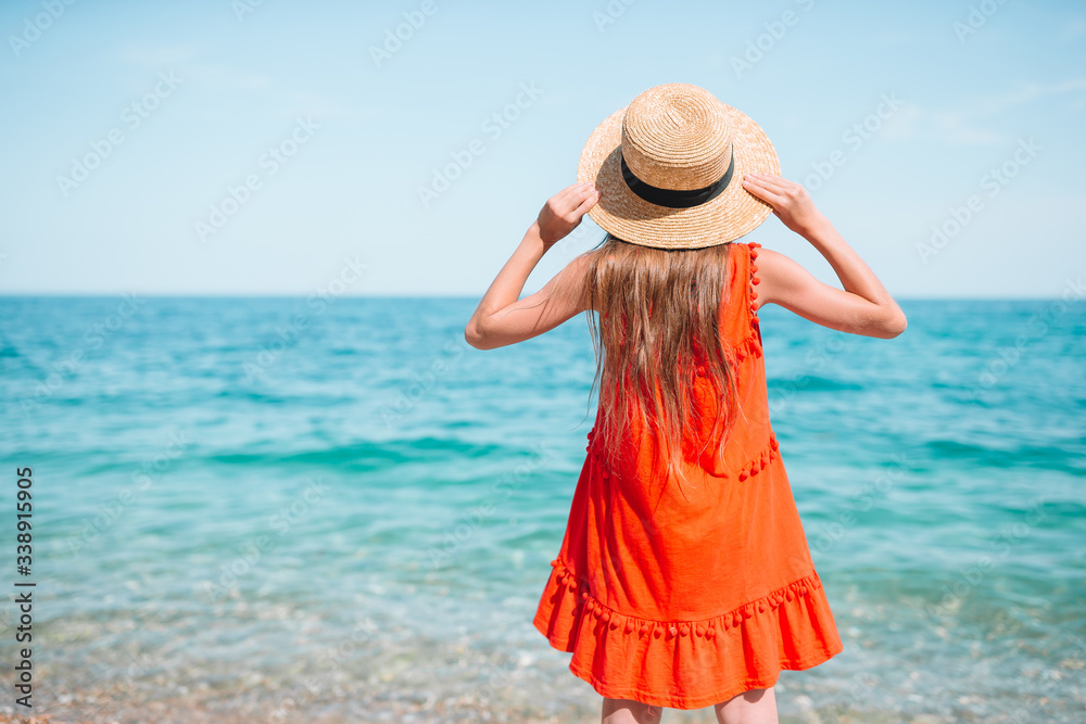 Cute little girl at beach during summer vacation