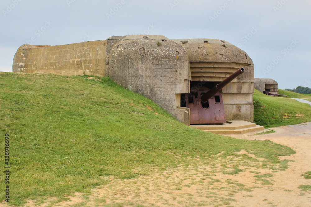Remains of the german Battery which was captured on June 07 1944, Bunker and Artillery Guns Remains of the german Battery which was captured on June 07 1944, Bunker and Artillery Guns